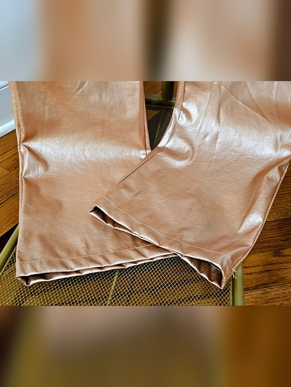 Chic Rosegold High Neck Long Sleeves Latex Jumpsuit. - Picture 10 of 15